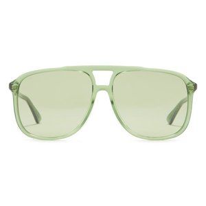 GUCCI // 60mm Green Aviator Sunglasses